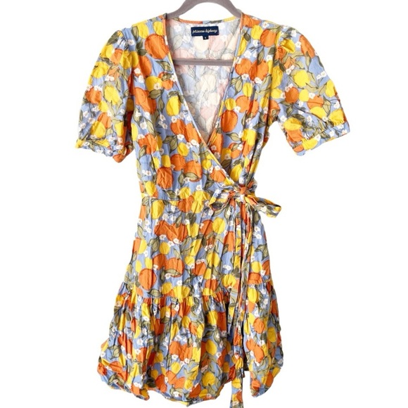 Modcloth Dress Women's 8 Princess Highway My Main Squeeze Citrus Wrap Dress - Picture 1 of 7